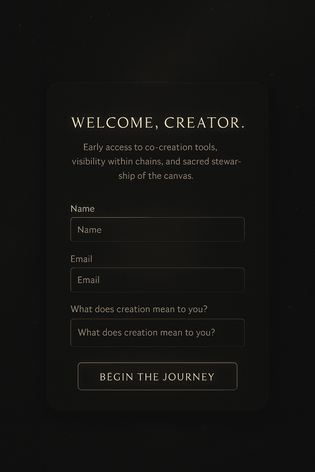 Welcome Creator